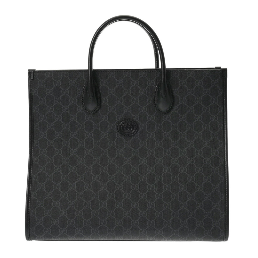 GUCCI GG Supreme Tote Bag Interlocking GG Black Canvas